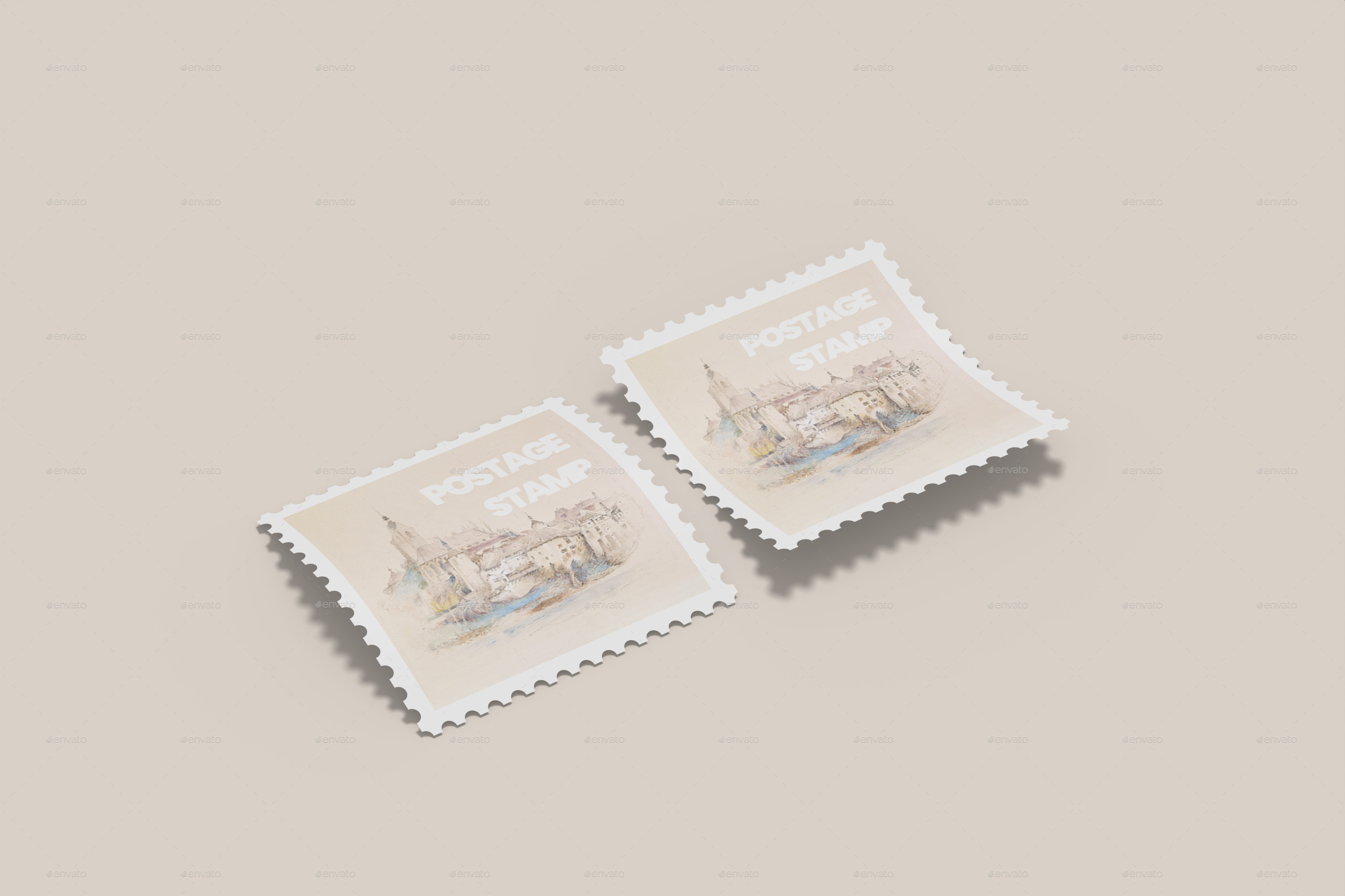 Square Postage Stamp Mockup, Graphics GraphicRiver